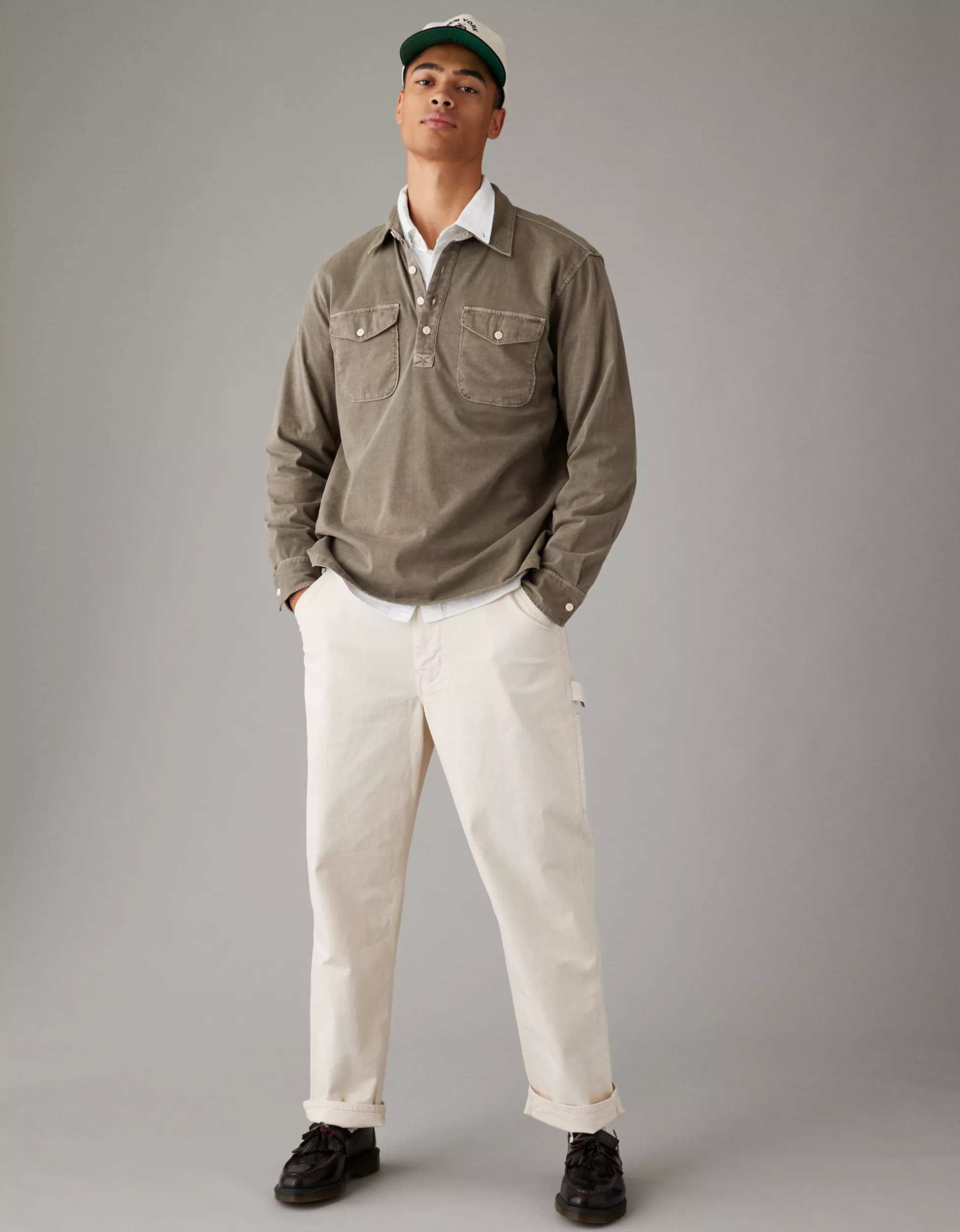 AE Long-Sleeve Knit Popover Henley T-Shirt | American Eagle Outfitters (US & CA)