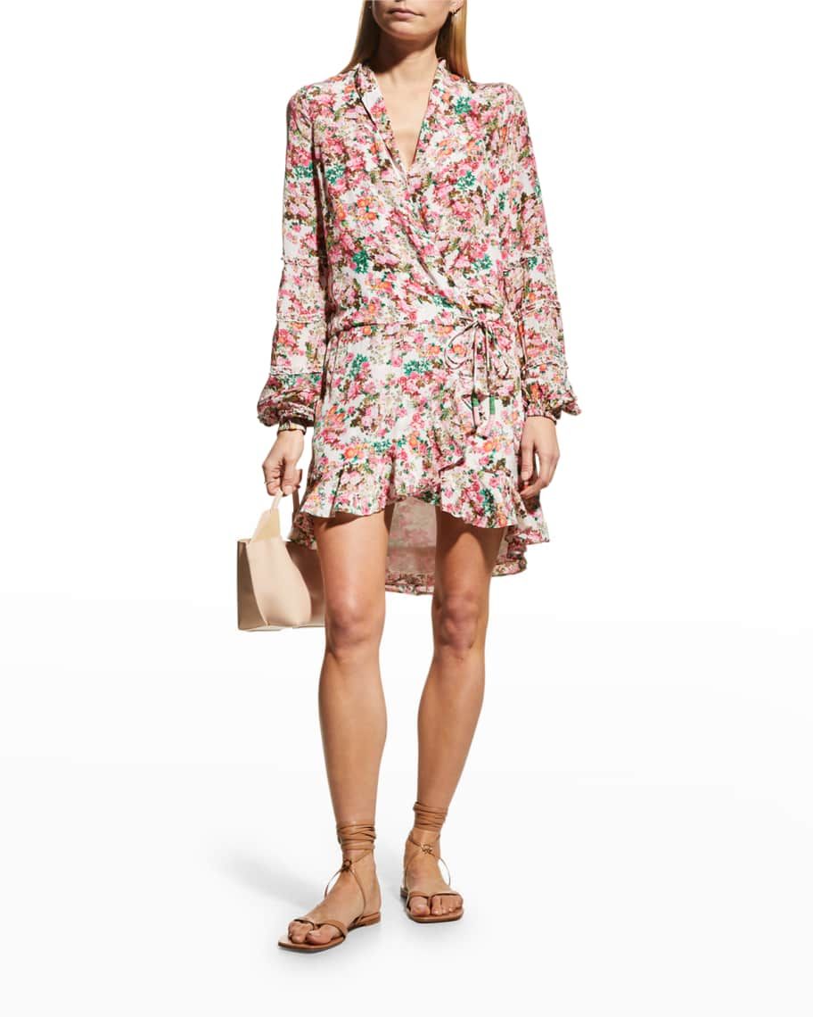 ROCOCO SAND Vie Short Wrap Dress | Neiman Marcus