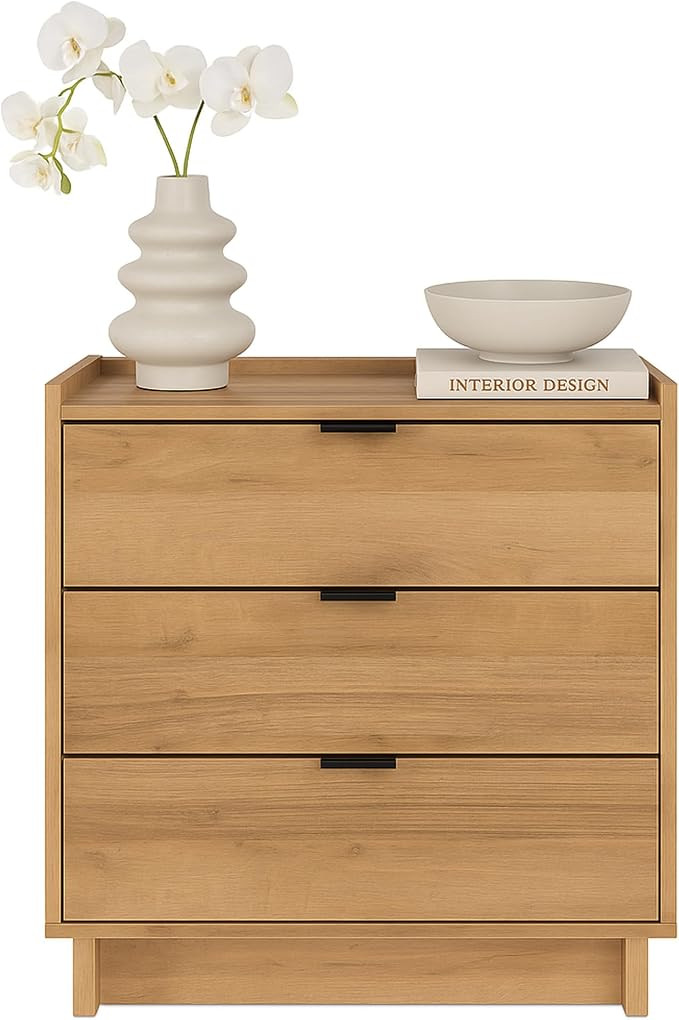 Prepac Simply Modern Nightstand Bedside Table, Natural Oak Nightstand for Bedroom, End Table with... | Amazon (US)
