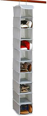 Simple Houseware 10 Shelves Hanging Shoes Organizer Holder for Closet w/ 10 Pockets, Grey | Amazon (US)