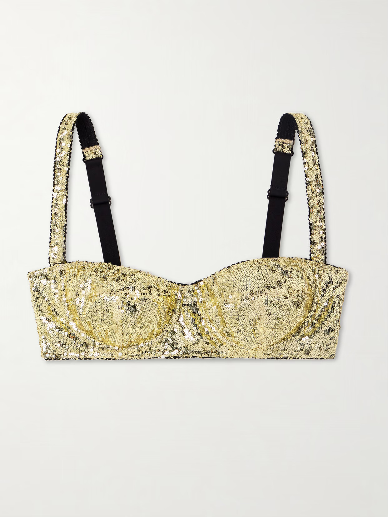 Dolce & Gabbana - Sequined Tulle Underwired Balconette Bra - Gold | NET-A-PORTER (US)