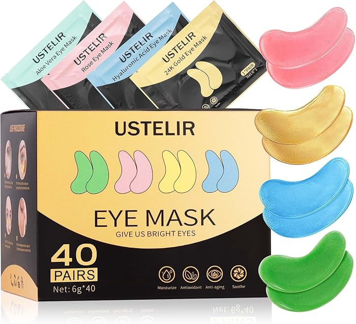 Under Eye Patches for Wrinkles, 40 Pairs Eye Mask for Dark Circles, Puffy Eyes, Undereye Bags, Ey... | Amazon (US)