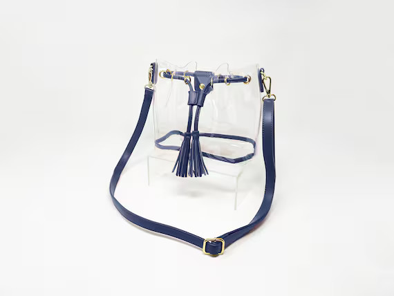 Clearlee Bucket Bag Navy Blue // Clear Bucket Bag Clear - Etsy | Etsy (US)