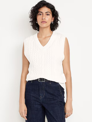 Wool-Blend Cable-Knit Vest | Old Navy (US)