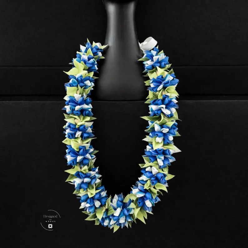 Graduation Ceremony Lei Traditional Hawaiian Style Garland Blue Ribbon School Color Graduation Ac... | Etsy (Global)