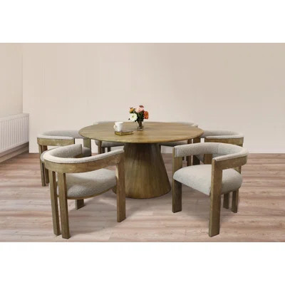 Jaden 6-Person - 72" Solid Wood Top Pedestal Dining Table Set | Wayfair North America