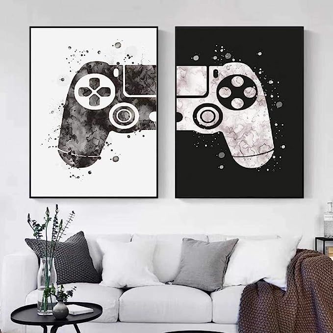 Gamepad Posters Wall Pictures Canvas Painting Artwork Black and White Video Game Themed Wall Art ... | Amazon (US)