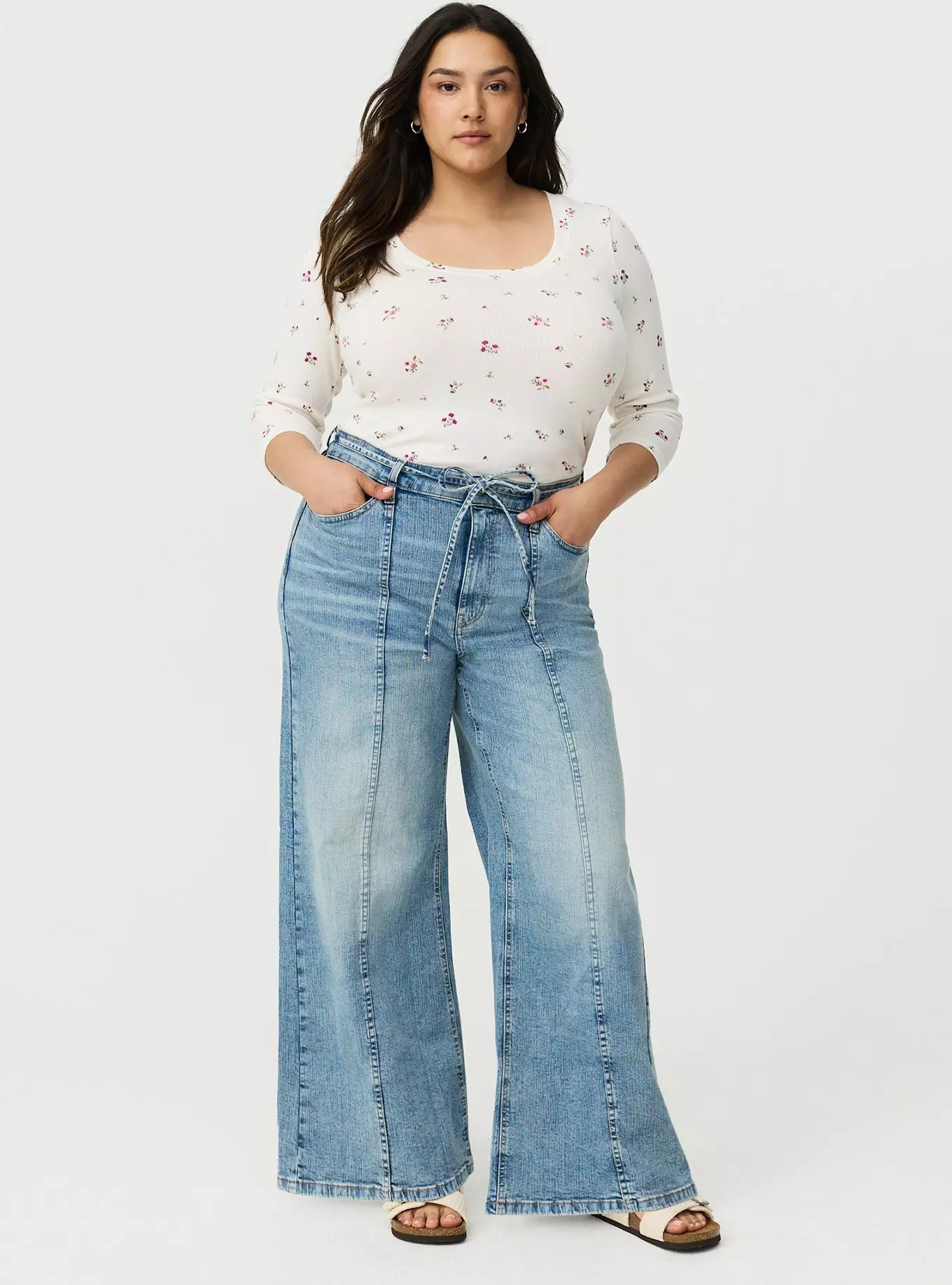 High-Rise Wide Leg Tie-Belt Jean | Torrid (US & Canada)