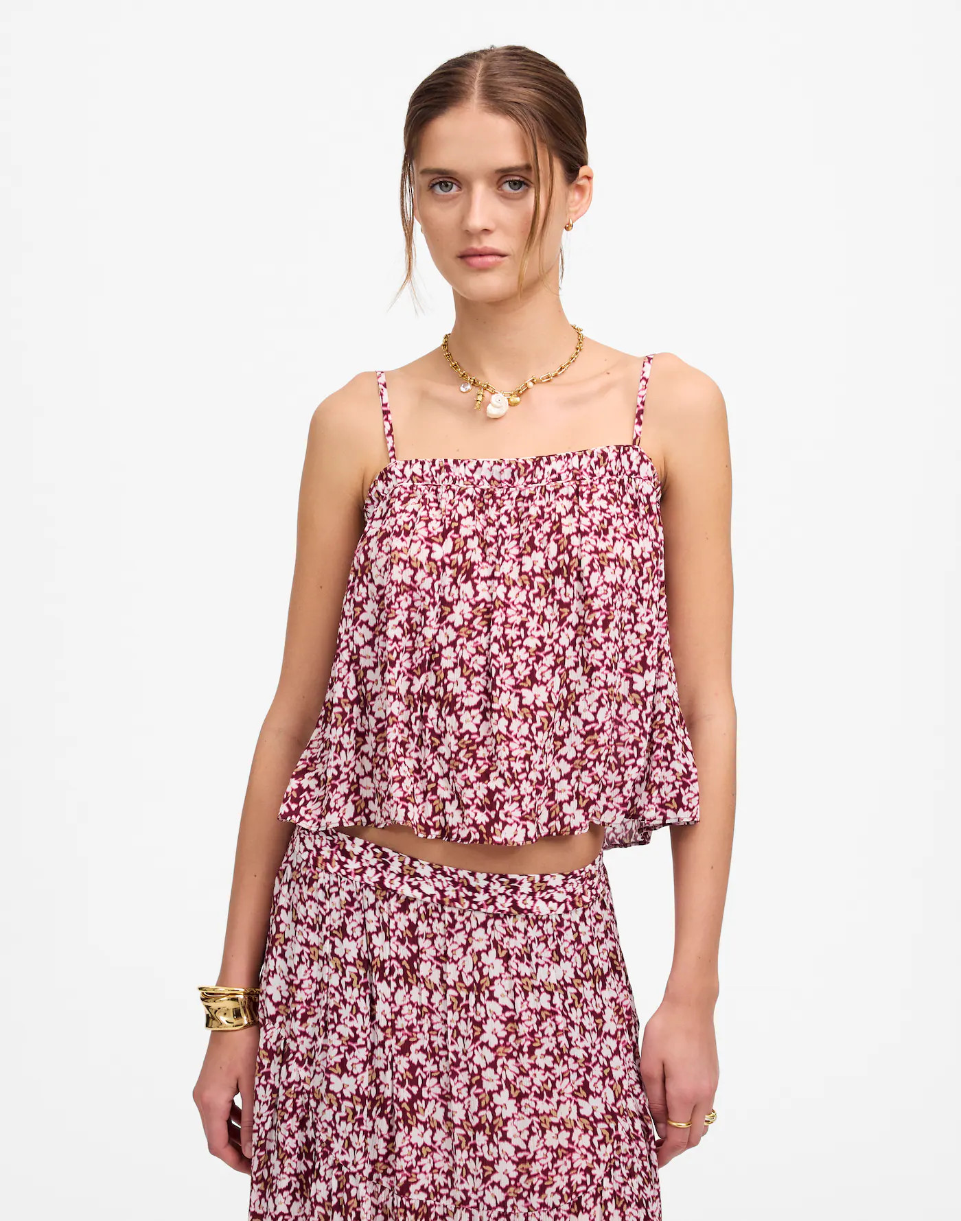 Shirred Squareneck Tank in Floral | Madewell