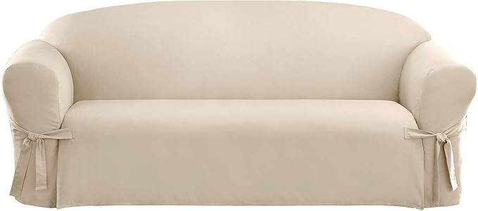 SureFit Home Décor Duck Cotton Solid Sofa Slipcover (Natural Color) - One Piece Full Length Rela... | Amazon (US)