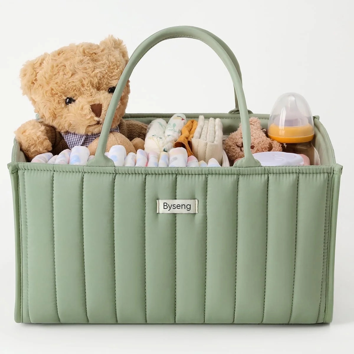 Byseng Large Portable Baby Diaper Caddy Organizer with Removable Dividers - Green - Walmart.com | Walmart (US)