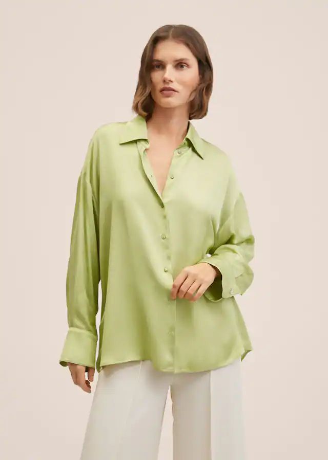 Oversized satin shirt | MANGO (US)