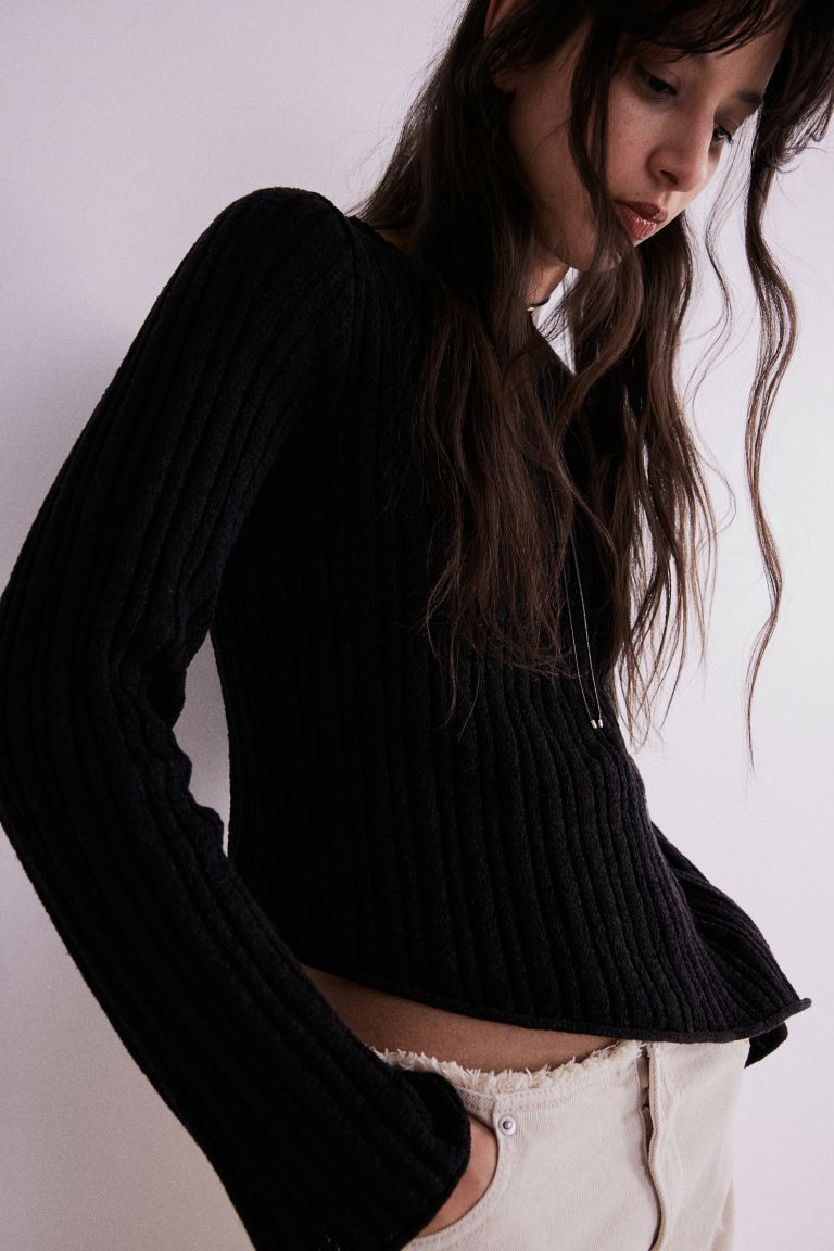 Asymmetric-hem rib-knit jumper | H&M (UK, MY, IN, SG, PH, TW, HK)