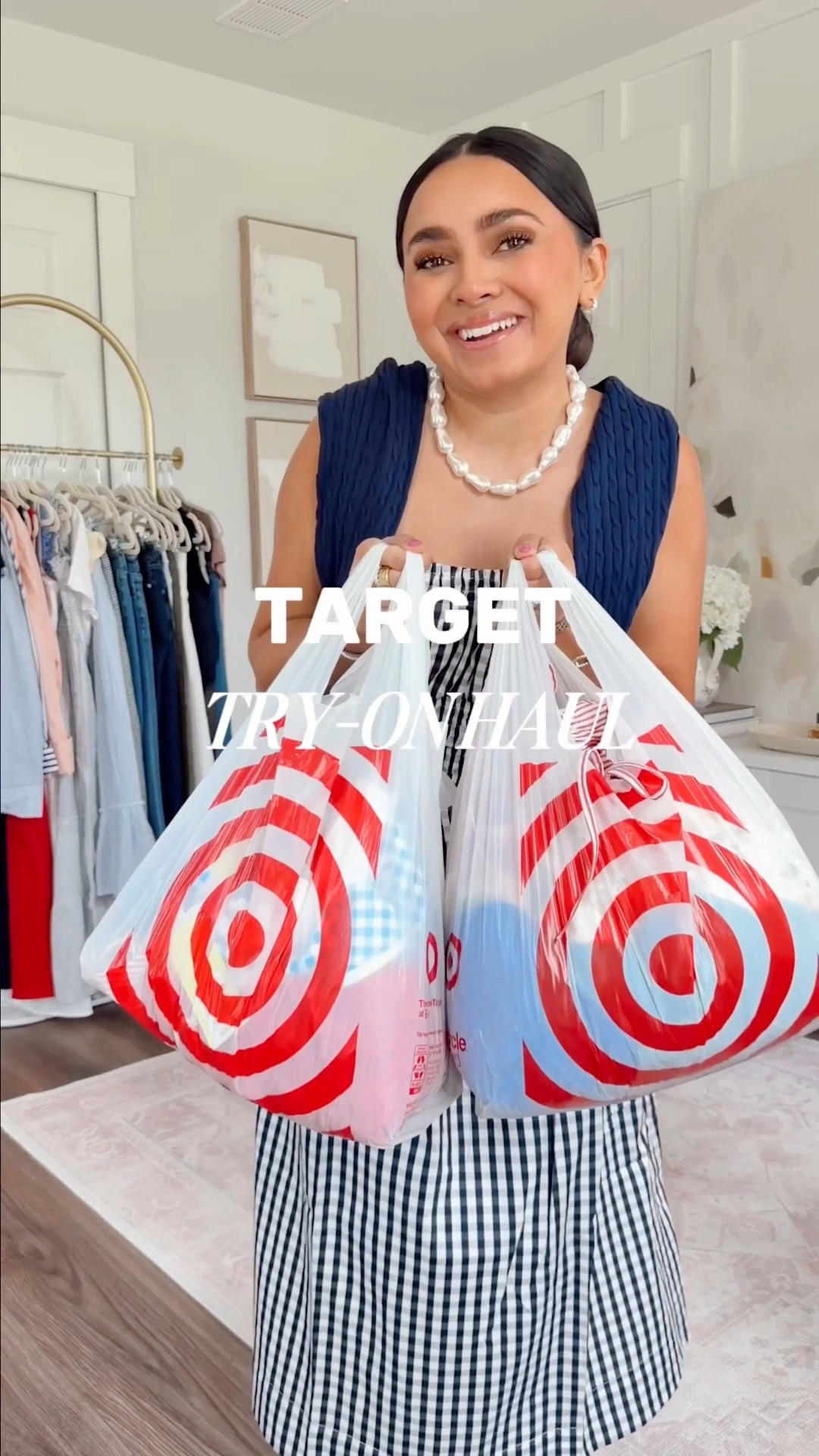 Target Summer Try On!
For reference: I’m 5’0, petite, 32b bra size, and 2/26 in bottoms, pear shaped. 
*Everything I share is unaltered! TTS means true to size. Between size 5-6.5 in shoes

Navy gingham dress size xs TTS
Navy cardigan size xxs TTS

Red polka dot dress size xs TTS length is long, I’m wearing heels!
Clear heels size 5 TTS


Blue crochet top size xs TTS
Blue crochet shorts size xs TTS
Clear sandals size 5.5 TTS

Red pink stripe top size xs TTS
Red pink stripe skirt size xs TTS
Tan heels size 5 TTS

Blue active dress size xs TTS
Crochet sweater size xs - sleeves are long on me
White sneakers size 6.5 TTS

Gingham cherry top size xs TTS
Gingham cherry skort size small, runs big - should have gone with size xs!
White sneakers size 6.5 TTS

Summer outfits
Summer dresses
Beach vacation outfits
Vacation outfits beach

#LTKPetite #LTKootd #LTKgrwm