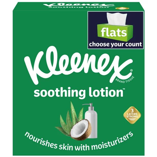 Kleenex Soothing Lotion Facial Tissues, Flat Boxes (Choose Your Count) - Walmart.com | Walmart (US)
