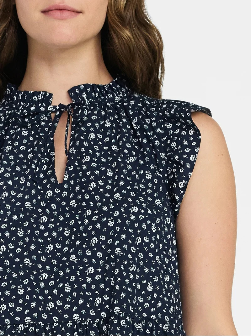 Time and Tru Women’s and Women’s Plus Flutter Sleeve Cotton Mini Dress, Sizes XS-4X | Walmart (US)