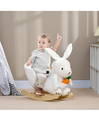 Qaba Baby Rocking Horse, Bunny Rabbit Themed Plush Animal Rocker - Macy's | Macy's