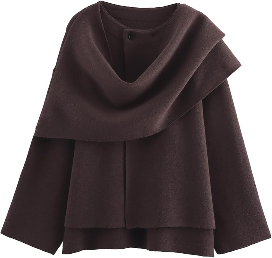 Kissonic Women's Oversized Scarf Jacket Shawl Wraps Knit Long Sleeve Button Winter Peacoat | Amazon (US)