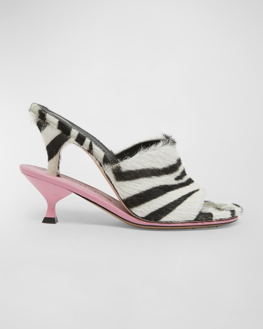 Les Doubles Mules Zebra-Print Sandals | Neiman Marcus