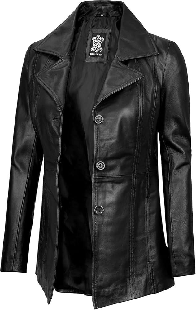 Decrum Leather Blazers for Women - Stylish Blazer Style Casual Real Lambskin Leather Jacket Women | Amazon (US)