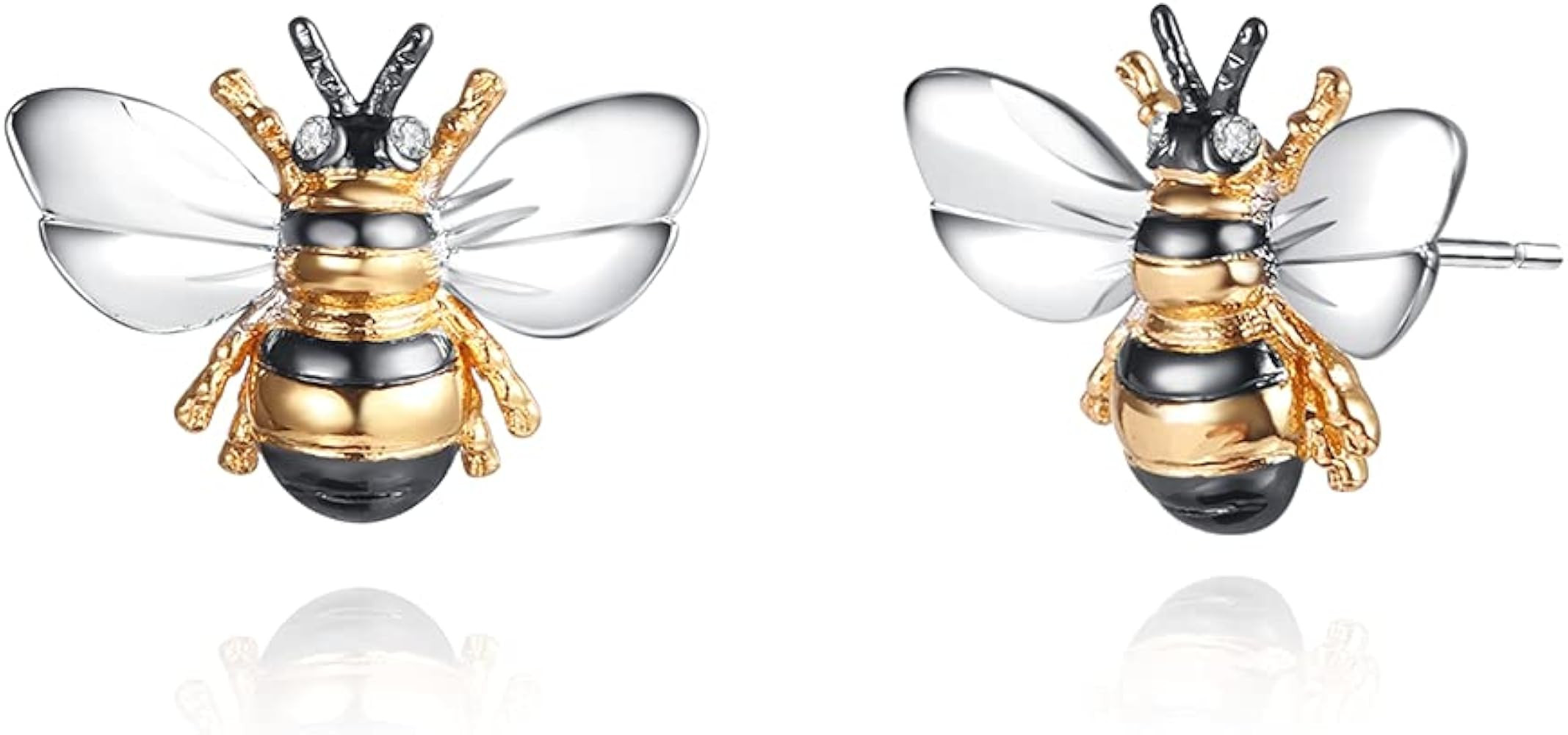 Barzel 18K Gold Plated Shimmering 2-tone Enamel Bumble Bee Stud Earrings 0.5in length For Women -... | Amazon (US)