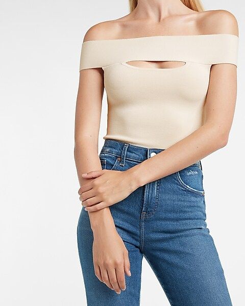Body Contour Off The Shoulder Cutout Cropped Sweater | Express