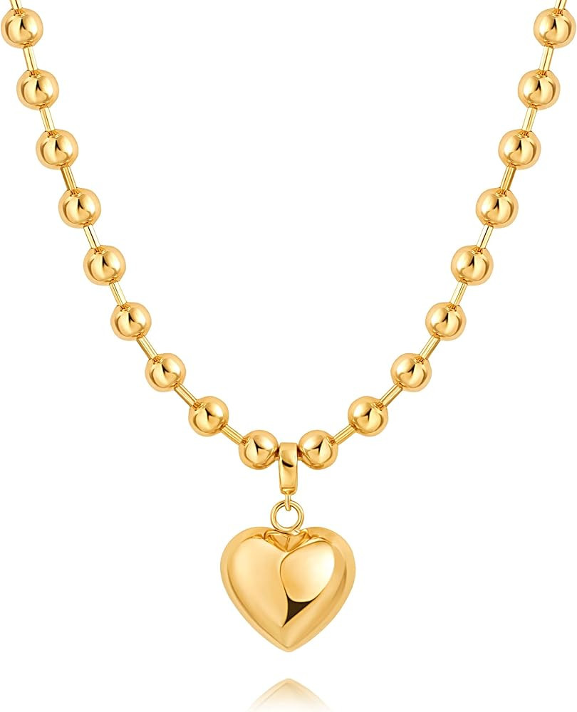 18k Gold Chain Link Necklace for Women, Baroque Pearl/Compass Pendant Necklace | Amazon (US)