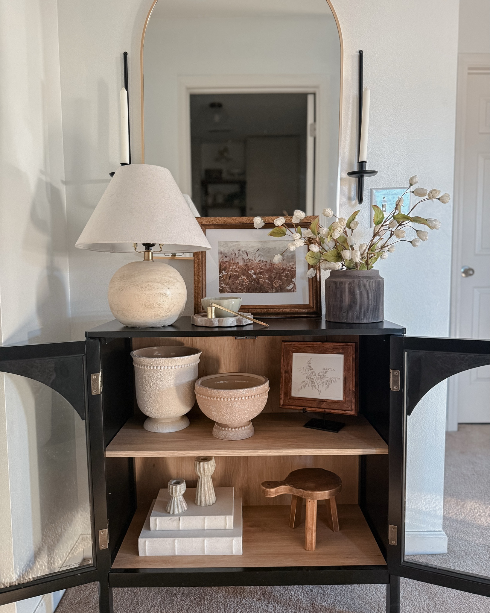 Bedford cabinet styling idea. Spring art less than $10. 

#LTKSeasonal #LTKHome #LTKSaleAlert