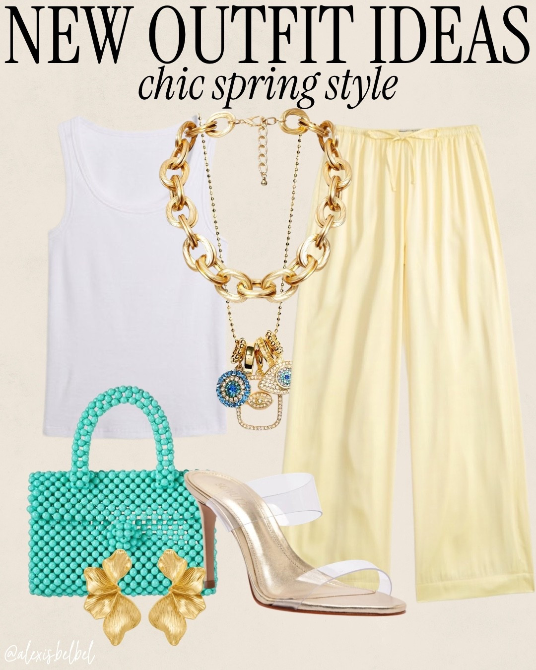 Trending yellow satin pants easy outfit idea! Love this teal beaded bag vacation outfit idea, spring outfits 

#LTKPetite #LTKootd #LTKSaleAlert