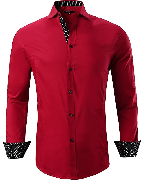 Alex Vando Mens Dress Shirts Regular Fit Long Sleeve Stretch Business Dress Shirts for Men | Amazon (US)