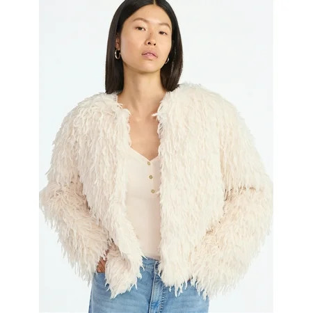Scoop Women s and Women s Plus Whispy Faux Fur Jacket Sizes XS-4X | Walmart (US)