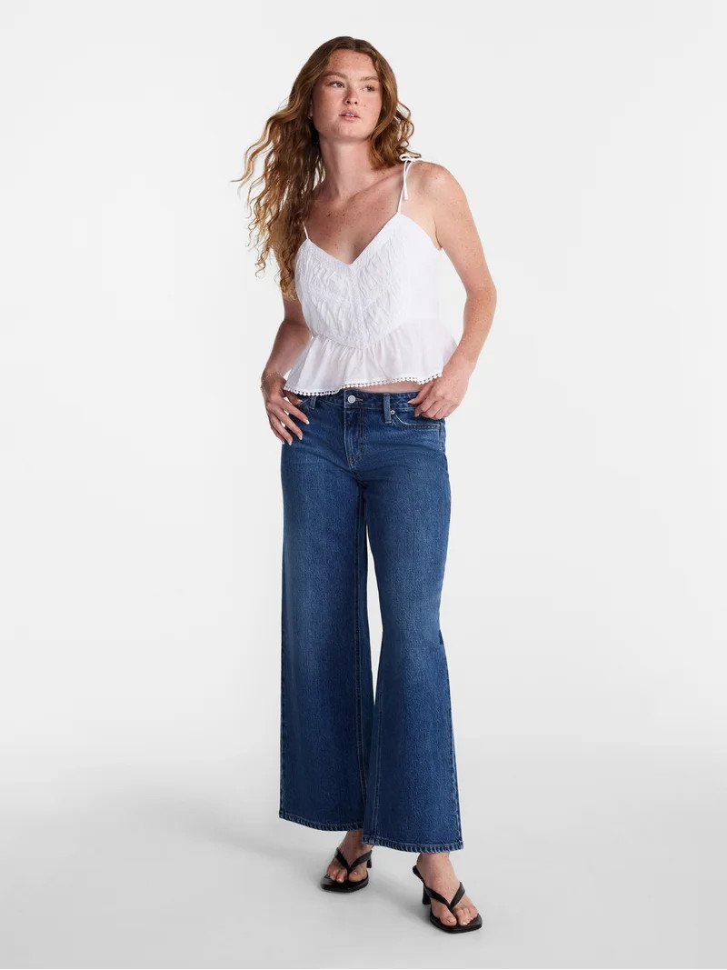 No Boundaries Lace Trim Peplum Tank, Women's XXS - XXL | Walmart (US)