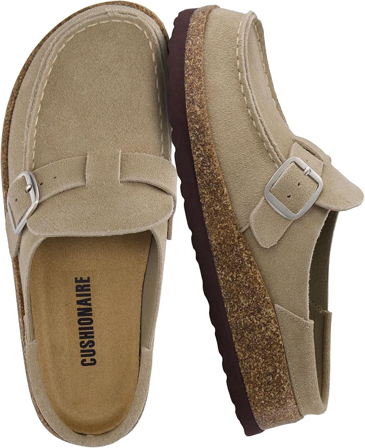 CUSHIONAIRE Women's Hobby Genuine Leather Cork Footbed Clog with +Comfort | Amazon (US)