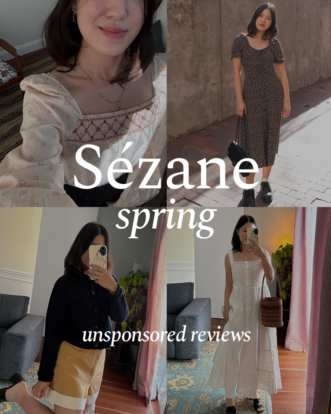 Sizing 🕊️ 
Serina dress - US2 true to size 
Nady top - XS runs small (arms and waist very narrow)
Bellina skirt - S true to size 
Emy dress - S true to size, my cream version is XS for a more fitted look
Lipa blouse - US2 slightly oversized 
Janelly blouse - US2 runs one size large for me
Florica blouse - US2 true to size 
Hedo short - US6 true to size BUT large for Sezane. I’m usually a US6 in Sezane trousers and a US4 elsewhere. I would take a US4 here.
Altia blouse - US2 true to size 
Rama dress - US2 straps long, otherwise true to size