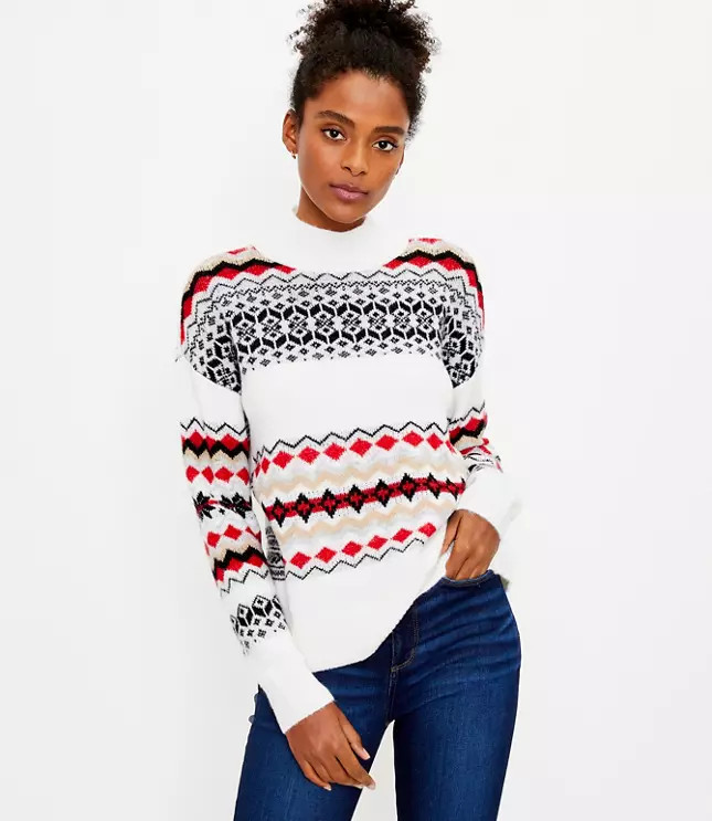 Patchwork Fair Isle Sweater | LOFT