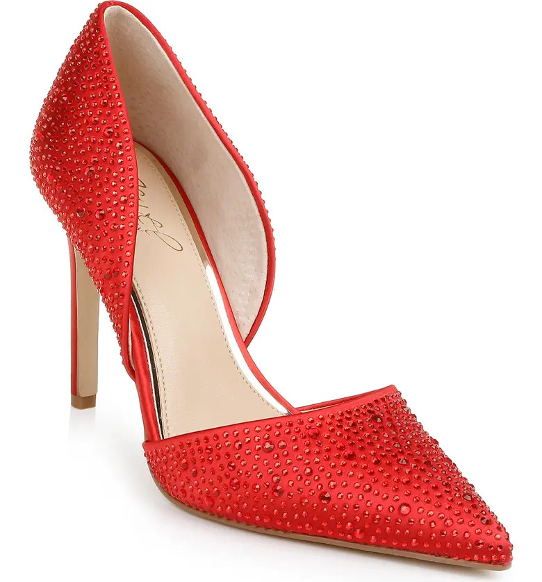 Justise Pointy Toe Embellished Satin d'Orsay Pump | Nordstrom