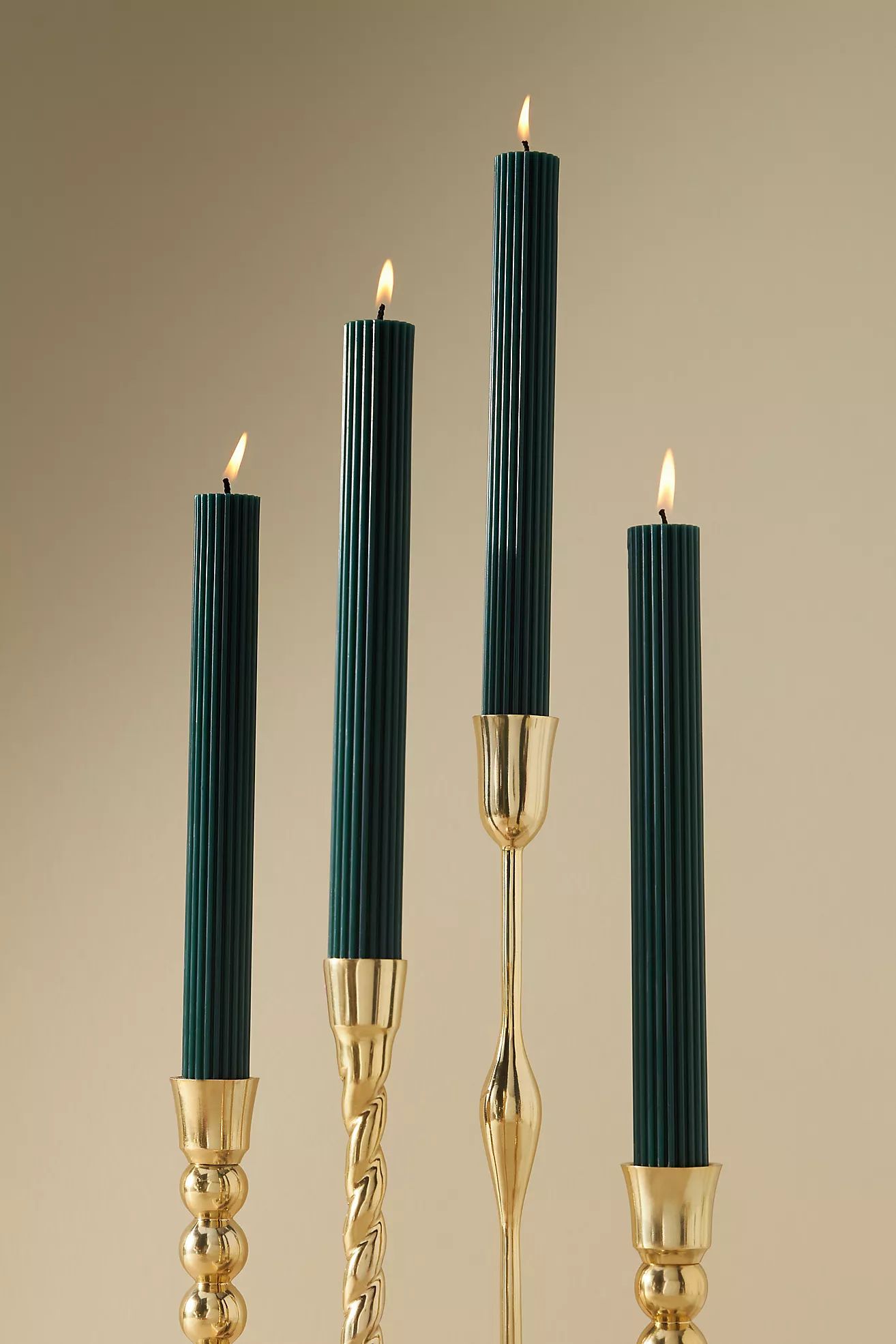 Fluted Taper Candles, Set of 4 | Anthropologie (US)