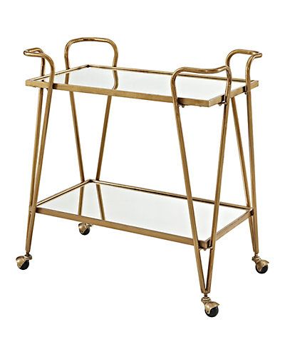 Linon Gold Mid-Century Bar Cart | Gilt