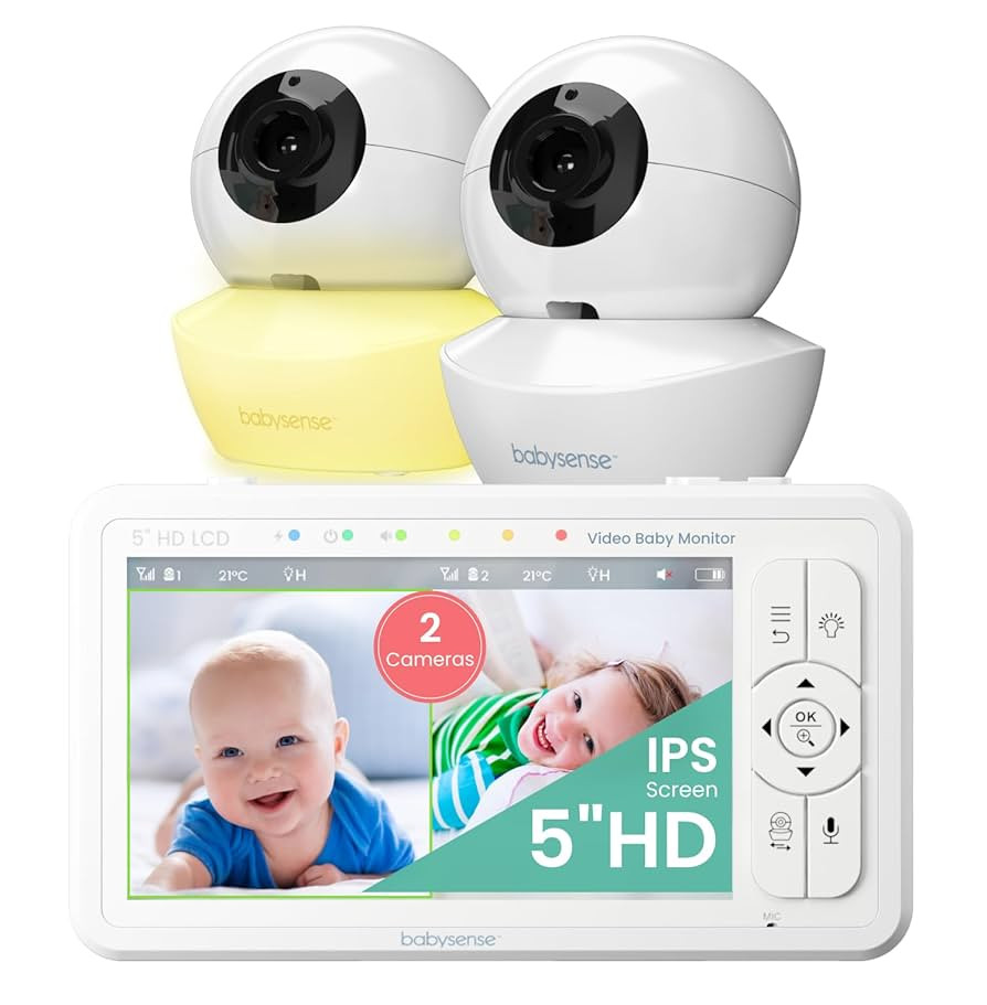 Babysense 5" HD Split-Screen Baby Monitor, Video Baby Monitor with 2 Cameras and Audio, Night Lig... | Amazon (US)
