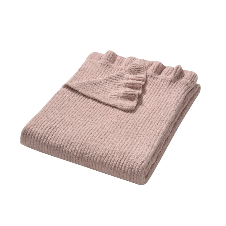 My Texas House Pink 60 in x 70 in Rib Knit Ruffle Throw Blanket | Walmart (US)