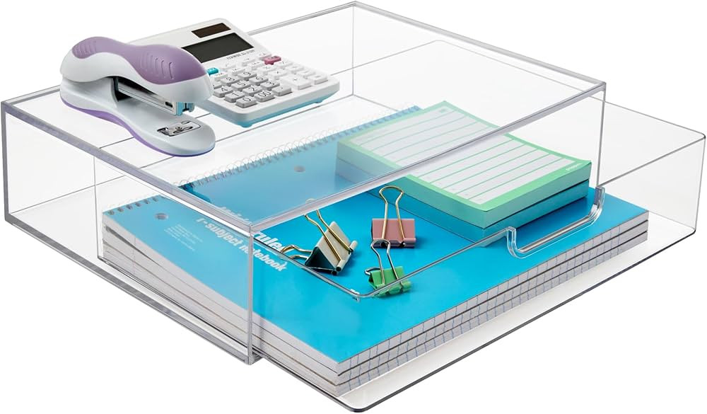 STORi STAX Plastic Stackable Organizer Drawer in Clear | 12.5-inches Wide | Organize Office Desk ... | Amazon (US)
