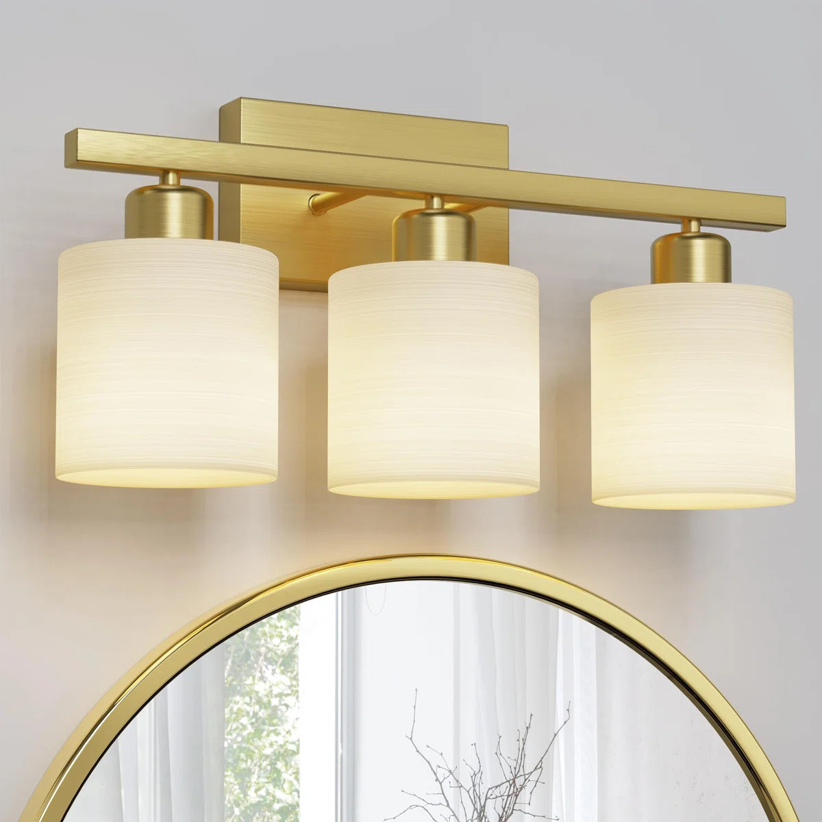 Classic Vanity Lights, Modern Bathroom Vanity Light With Textured White Glass Shade, Brushed Gold... | Wayfair North America
