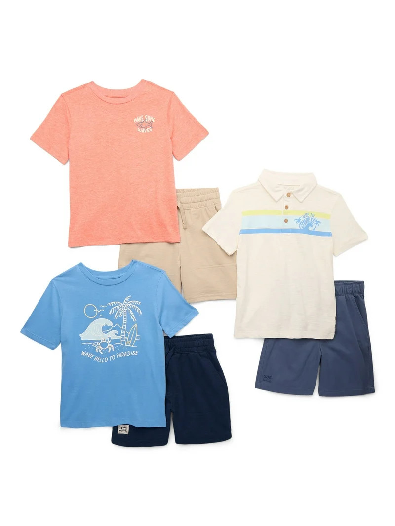365 Kids by Garanimals Boys Mix and Match Tees and Shorts Kidpack, 6-Piece, Sizes 4-10 | Walmart (US)