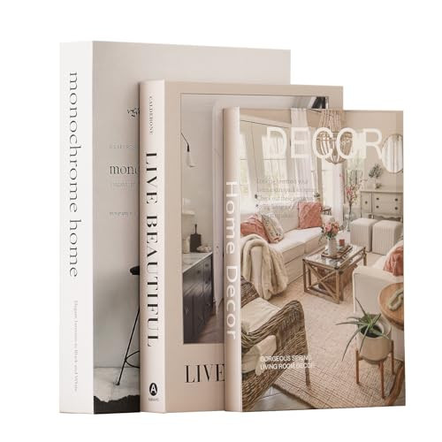 Set of 3 Decorative Books for Home Decor,Stylish Fake Books for Decoration, Aesthetic Decor Books Set for Coffee Table,Bookshelf,Mantel,Living Room,Hotel,Villa Decor,Storage Box for Photos | Amazon (US)