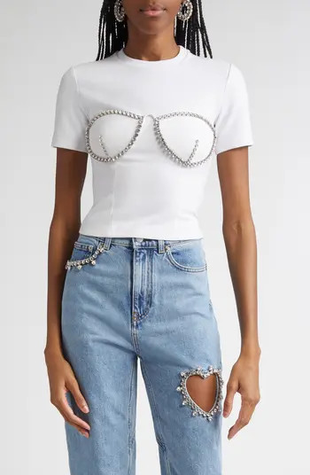 Crystal Bustier Cup T-Shirt | Nordstrom