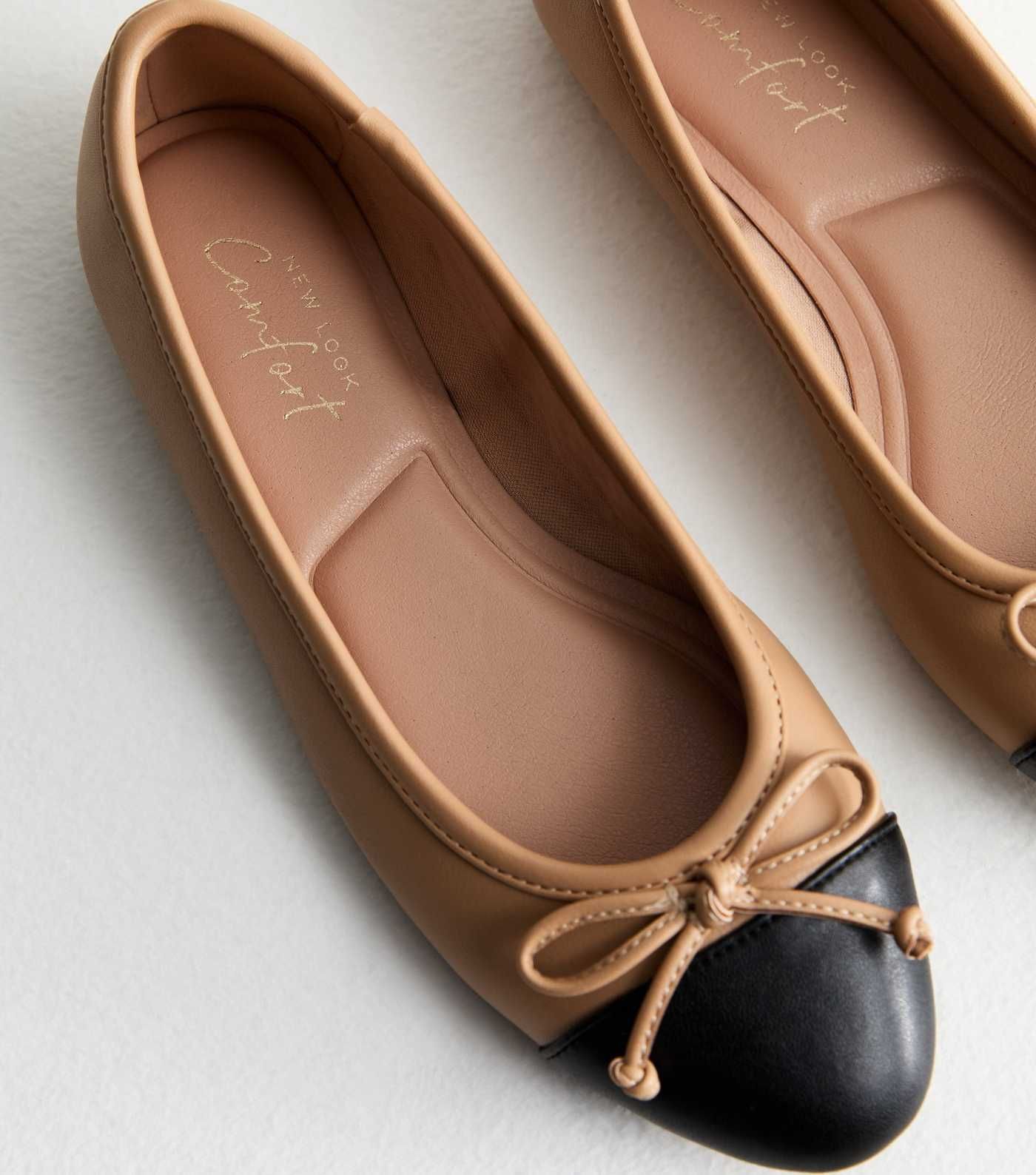 Camel Leather-Look Contrast Ballerina Pumps
						
						Add to Saved Items
						Remove from Sav... | New Look (UK)