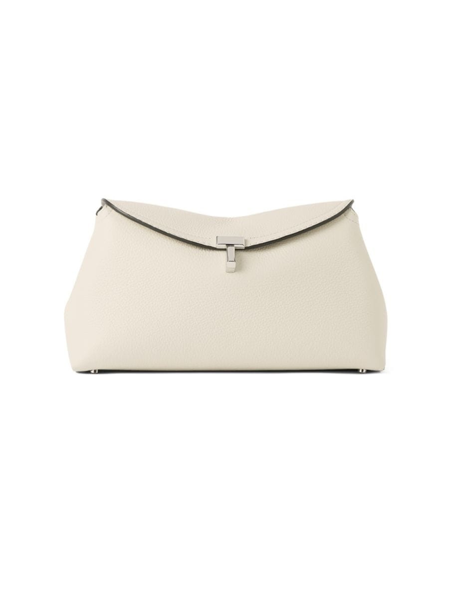 Shop Toteme T-Lock Leather Clutch | Saks Fifth Avenue | Saks Fifth Avenue