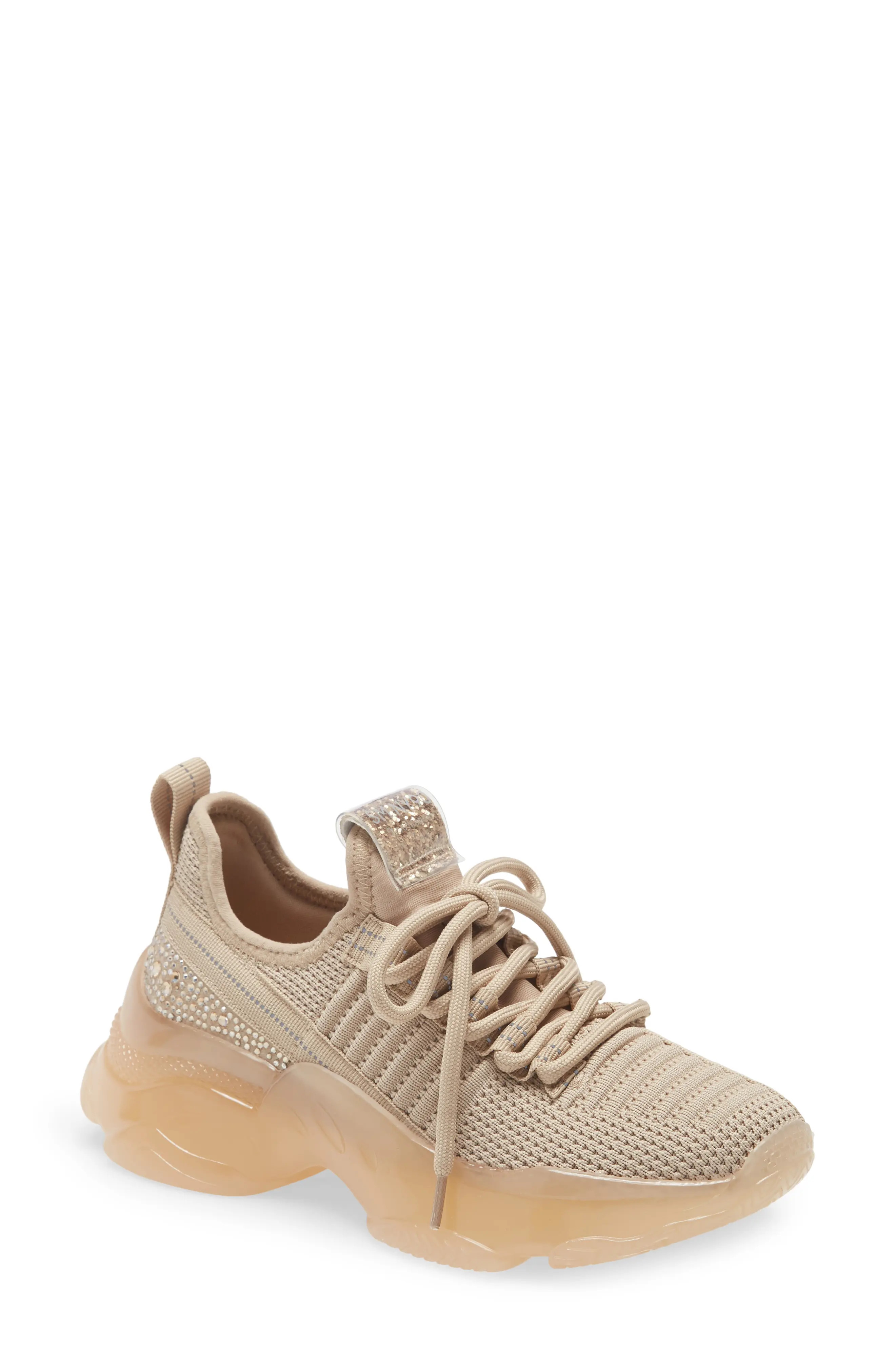 Steve Madden Kids' Maxima Embellished Sneaker in Blush at Nordstrom, Size 4 M | Nordstrom