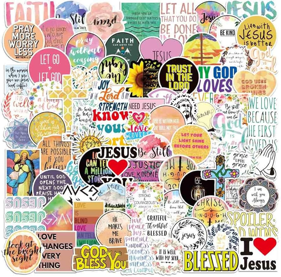 100pcs Jesus Christian Stickers, Bible Verse Faith Stickers, Cross Wisdom Words Decals Stickers f... | Amazon (US)
