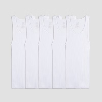 Fruit of the Loom Boys' 5pk Tank Top A-Shirt - White M | Target